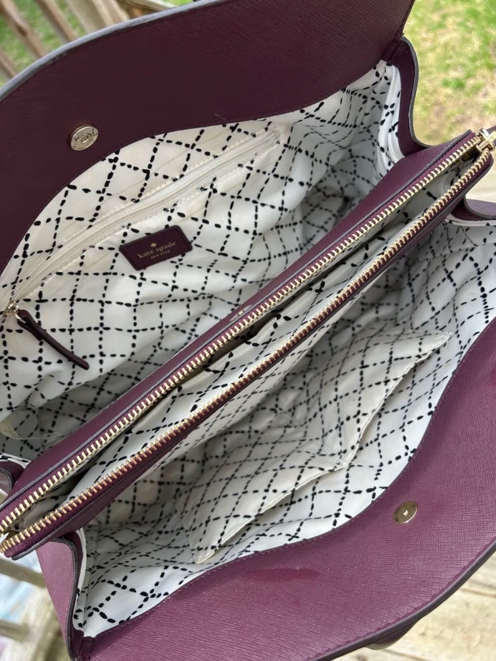 Kate Spade Plum Saffiano Leather Satchel with Gold Hardware - Picture 3 of 11